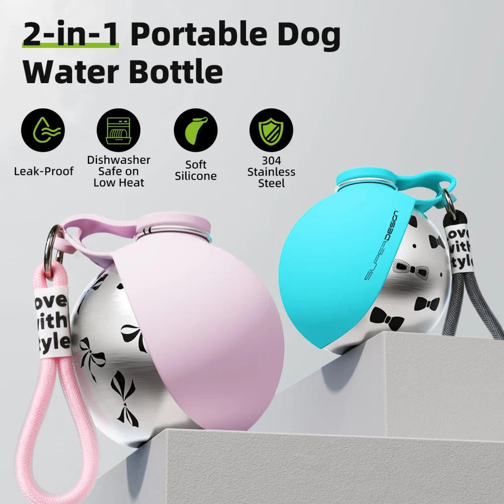 Tragbare 2-in-1 Hunde-Wasserflasche